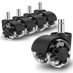 Office Chair Caster Wheels (Set of 5)-Replacement for All Hardwood and Carpet Floors,Heavy Duty Roller Style Computer Desk Gaming Chair Casters,Universal Caster Wheels Size(11x22 mm) Black