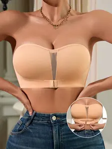 Women's No Underwire Invisible Strapless Bra Bralette, Push Up Enhancer, Anti-Slip Design, Comfortable Casual Everyday Wear