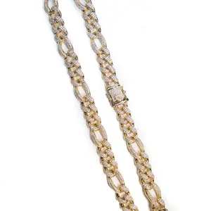Figaro Studded Necklace - 18k Gold Plated
