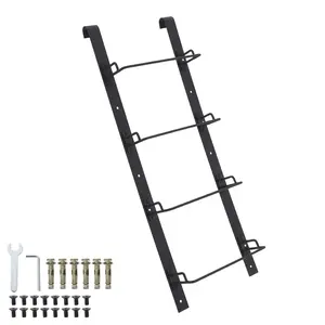 Carbon Steel Egress Window Well Ladder - 3-Step Hooked, Wall Mounted Fire Escape for Basement & Balcony - Reusable, Home Safety, Urgent Exit - Black