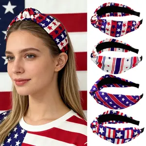 New 4Pcs 4th of July Criss Cross Knot Headbands for Women, Patriotic Stars & Stripes Wide Hair Hoop, Eye-Catching American Flag Theme Headwear, Perfect for Independence Day Holiday Party, Parades, Celebrations and Daily Hair Decor