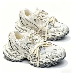 New High-End Casual Sneakers for Men, Breathable Mesh Thick Sole Dad Shoes, Stylish Comfort Footwear