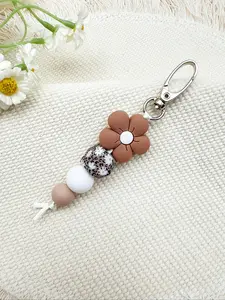 Korean Style Flower Beaded Keychain, Cute Leopard Print Mix, Versatile Colors, Perfect Gift for Friends & Mom, Daily Commute Accessory, Keychain For Bags, Keychain Bag Pendant
