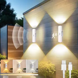 1/2/4pcs Rechargeable Cat Eye Motion Sensor LED Wall Lamp, 3-Color Adjustable, USB Charging, Hands-Free Closet, Living Room, Bedroom Wall-Mounted Light with Motion Sensor Control, Rechargeable Wall Sconces