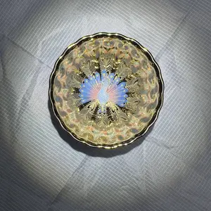 Golden Peacock Glow-in-the-Dark Artisan Porcelain Teacup