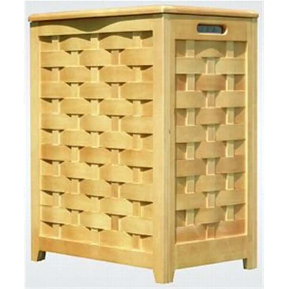 212 MAIN Contemporary Rectangular Durable Solid Wood Clothes Hamper - Portable Freestanding Laundry Basket Organizer, 24x13.5x20", Decorative, Single Compartment, Interior Bag, Rubber Bumpers, Enamel Coating, Assembly Required for Bathroom, With Bag, Easy