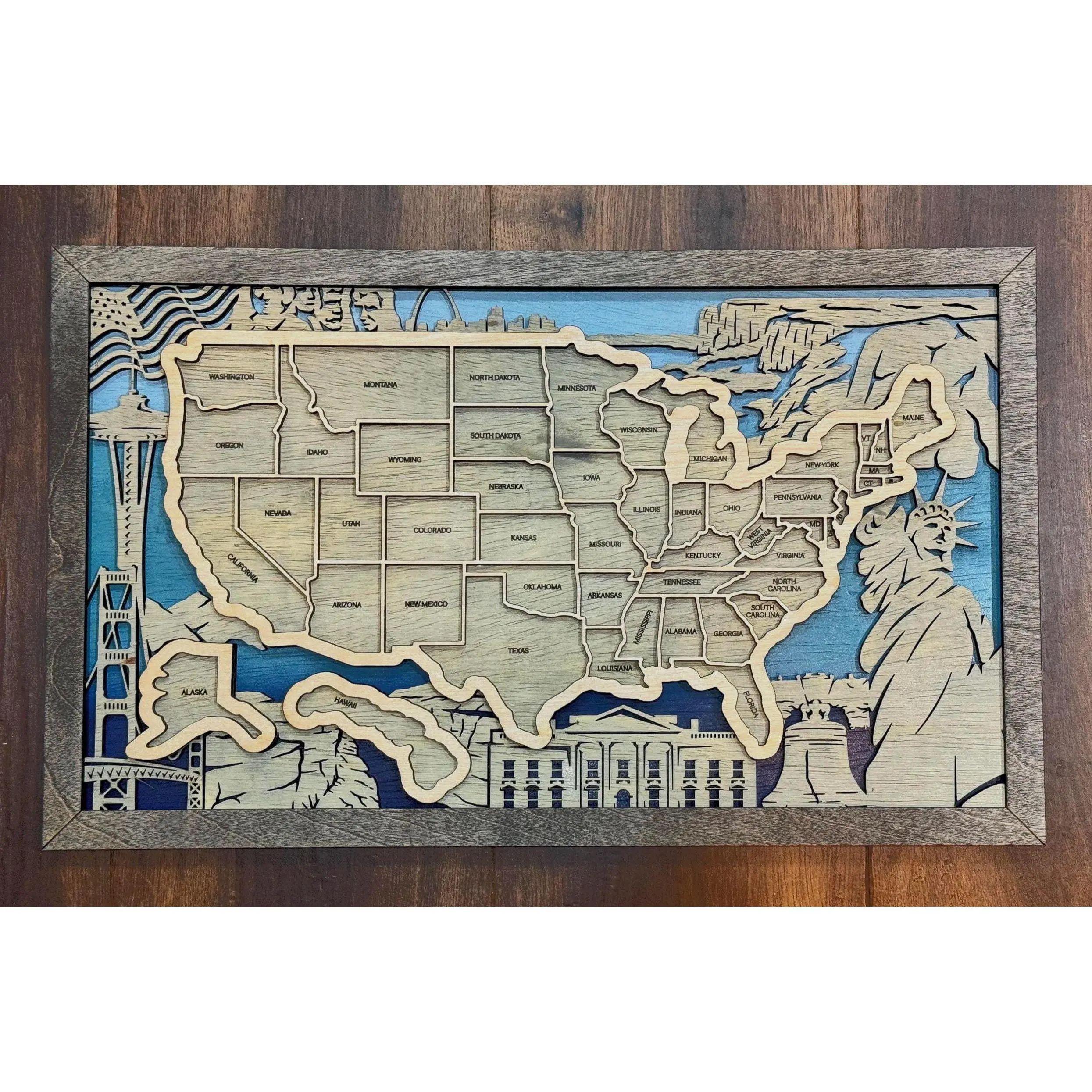 Personalized US Travel Map, US Travel Map, Travel Map Tracker, Family Road Trip Tracker, Travel Home Decor Gift for Travelers, LM 11x18