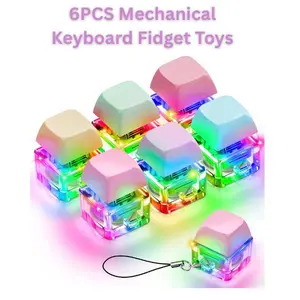 6PCS Mechanical Keyboard Fidget Toys – Stress Relief Key Clicker Cubes for Adults, Sensory Decompression Gadgets for Anxiety, Office Desk Toys & Gift Ideas