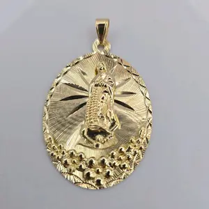 VIRGIN MARY with flower's pendant beautiful style gold-plated NO CHAIN JUST PENDANT