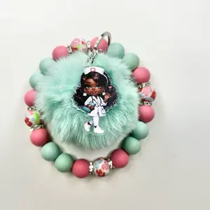 Beautiful Keychain. Trendy Cute Design with Sturdy Wire & Colorful Beads