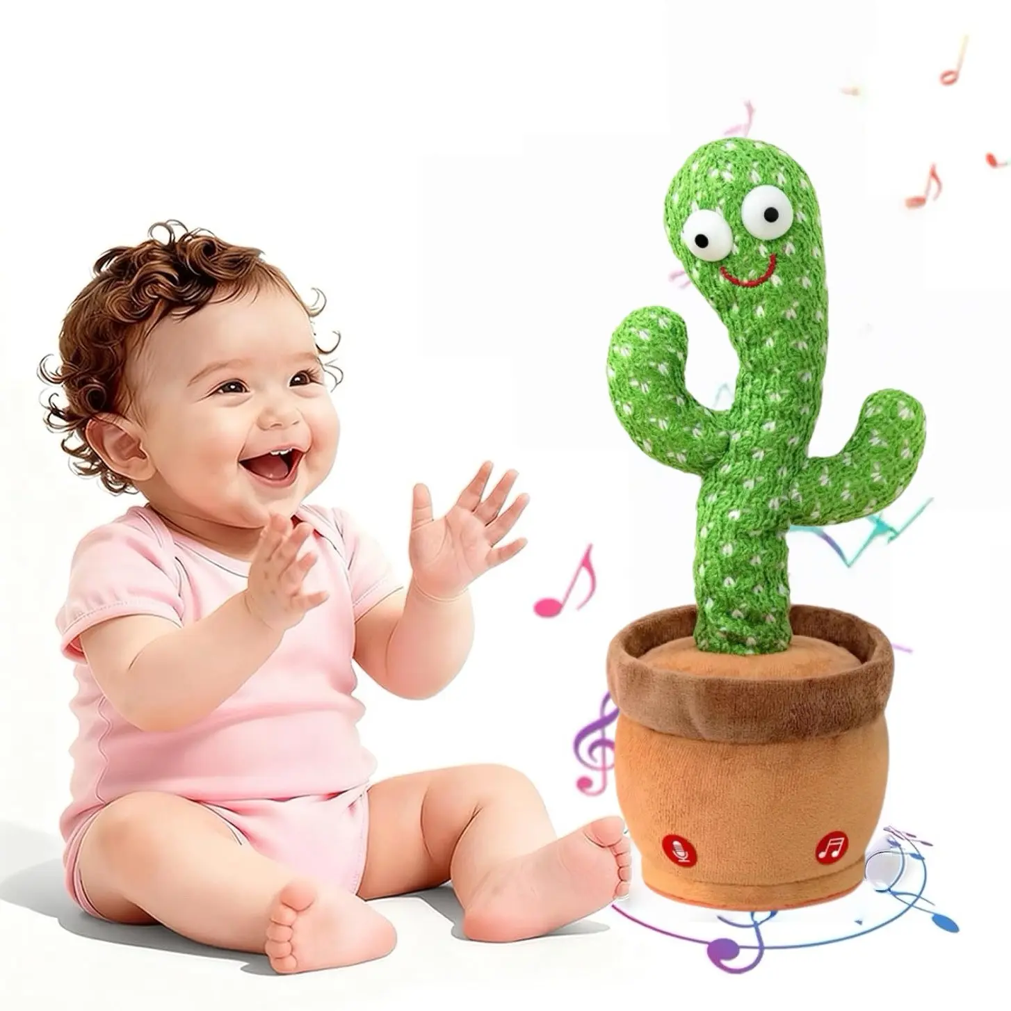 Talking Cactus Toy for Babies, Cute Musical Light-Up Dancing Cactus with Voice Imitation, Sings 10 Songs, Fun Infant Toy and Baby Gift