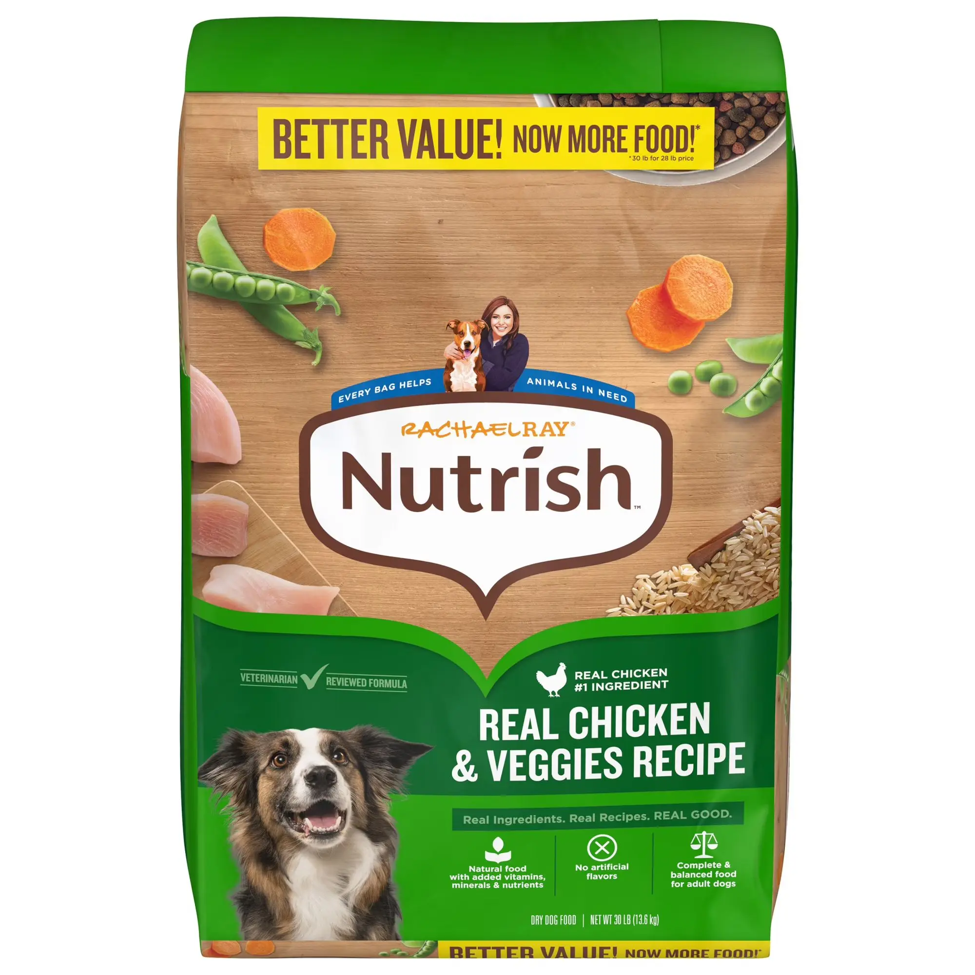Rachael Ray Nutrish Adult Dry Dog Food Real Chicken & Veggies Recipe, 13 lb.