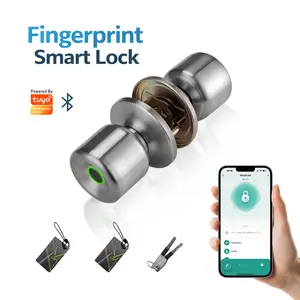 3-in-1 Keyless Biometric Door Knob Lock - Metal Fingerprint Handle with App Control, Local Data Storage, USB Power, Electronic Keypad Lock for Home, Apartment, Biometric Door Knobs for Hardware & Security Needs