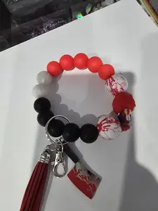 Chucky Wristlets for Keys or Carry Cell Phone with Red Beads and Tassel Charm