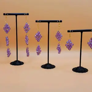 Women's Purple Beaded Earrings - Perfect for Any Occasion