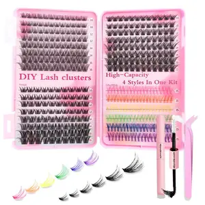 Mixed Length & Style False Eyelashes Kit, DIY False Eyelashes, 1 Box Natural Curl Eyelashes, Self Grafting Curl Eyelashes Clusters, Eye Makeup Tools for Women & Girls
