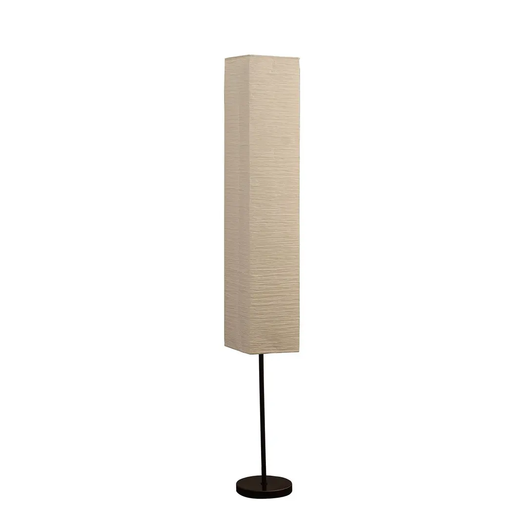 62.5-Inch Noki Japanese Paper Floor Lamp with Square Drum Paper Shade, Step Switch, Elegant Modern Mood Lighting for Indoor Home Improvement