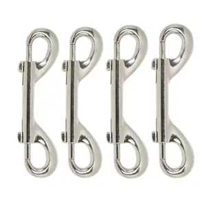 Double Ended Bolt snap Hook, Heavy Duty,4-inch,Multifunctional zinc Alloy Buckle for pet Belt/Key Chain/Flag/Clothesline/Hammock (4pcs)