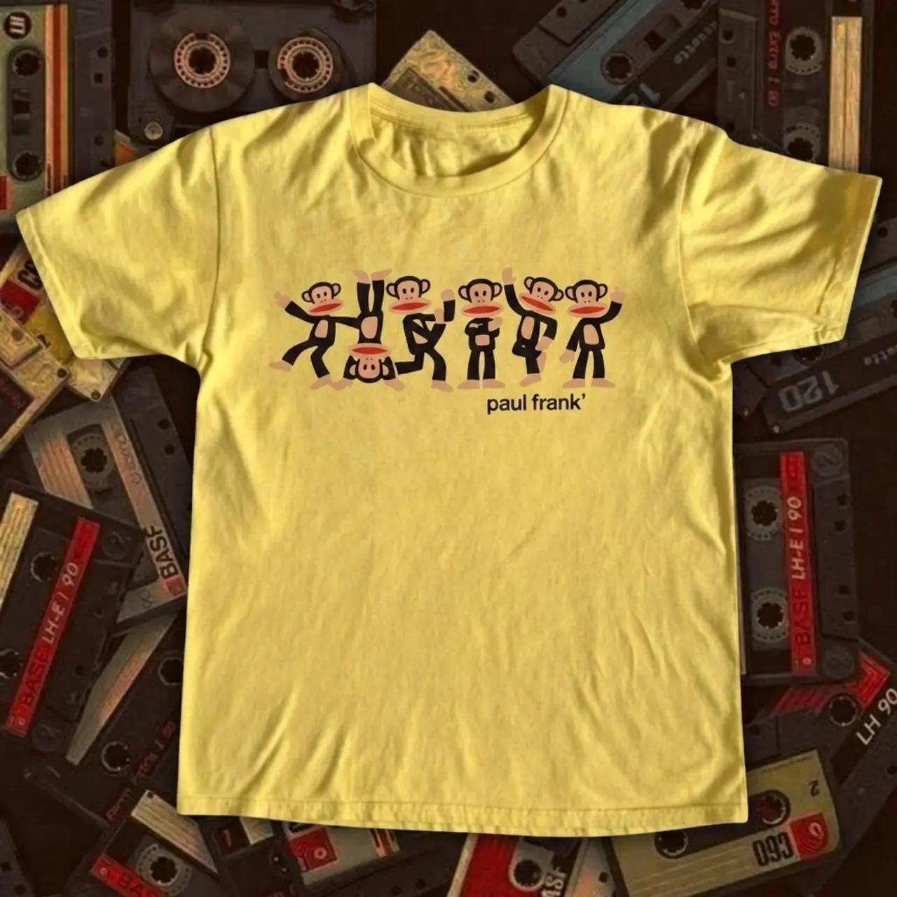 Paul Frank Dancing Monkeys Graphic T-Shirt, Retro Y2K Monkey Tee, Vintage Cartoon Shirt