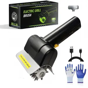 Electric Barbecue Cleaning Brush, 304 Stainless Steel Detachable Head, Portable Grill Griddle Cleaner, Includes Gloves & Cable, Barbecue Utensils, Barbecue Accessories, Outdoor Grill Accessories, Grilling Tools