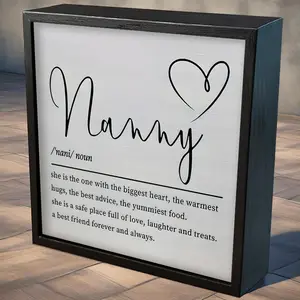 1 Pc Wooden Box Sign, Nanny Definition Minimalist Heart Decorative Plaque, Sweet Gift Idea for Grandma, Entry Shelf, Kitchen Nook or Reading Corner