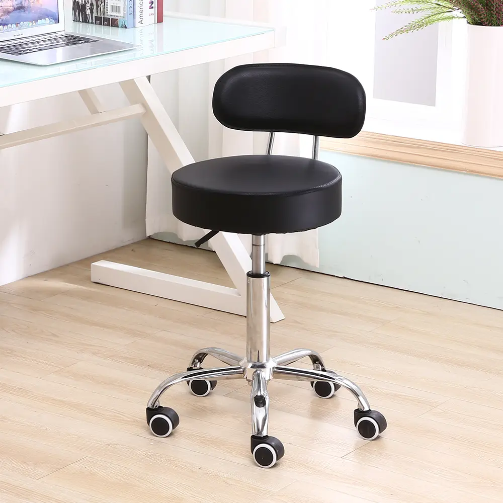 KKTONER PU Leather Modern Swivel Chair - Mid-Back Office Desk Stool, Height-Adjustable, Swivel Rolling with Wheels for Office, Home Drafting (Black), Assembly Required, Modern Swivel Chairs, Height Adjust