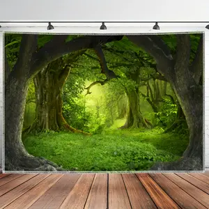 Dream Forest Tapestry Fantasy Woodland Backdrop Nature Theme Wall Hanging Photography Background Aesthetic Decor for Living Room Bedroom Indoor Outdoor Home Decoration