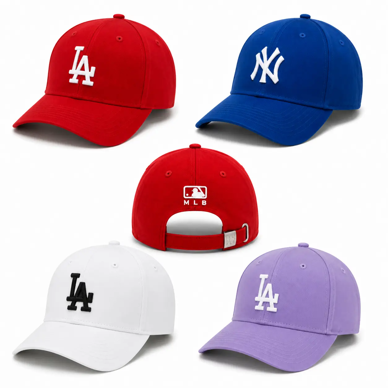 New Era 9FORTY Strapback NY Yankees LA Dodgers Cap, MLB Baseball Cap for Women, Curved Brim, Embroidered NY LA Logo, Metal Buckle with MLB Logo, Black Green Red Blue Cream Pink Purple White Cap, Back to School 2026, College Campus Streetwear