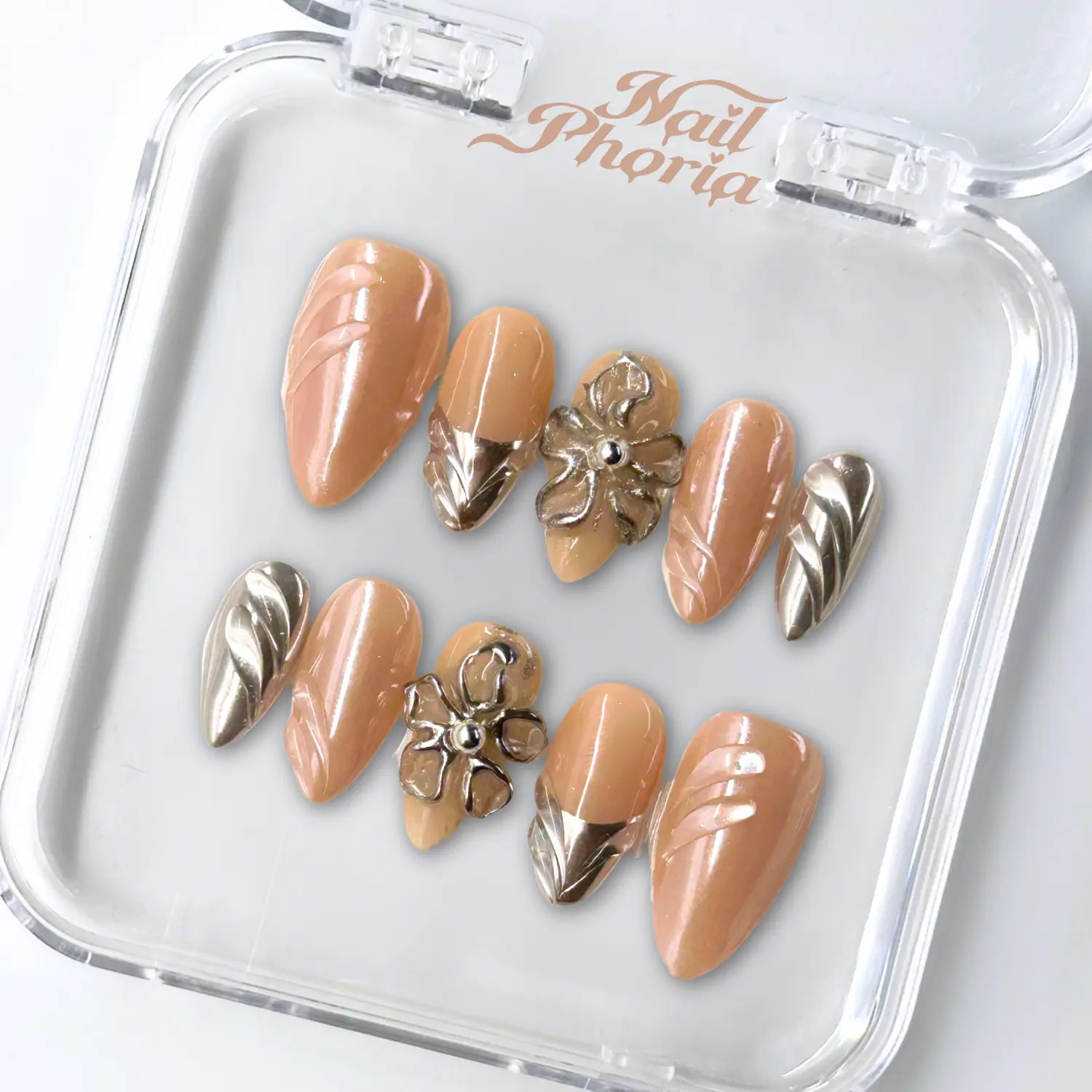 NailPhoria CAPRICORN BLOOM - Handmade Press-On Nails | Reusable, Salon-Quality, Long-Lasting, Glossy Design