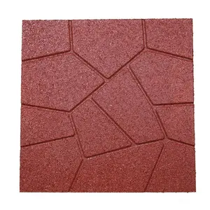 RevTime Dual-Side Garden Rubber Paver 16"x16" for Patio Paver, Step Stone and Walk Way, Safety Rubber Tile Red (6 PCS per Pack)