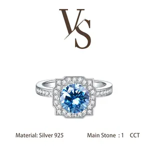 [Venus Jewelry] Synthetic Moissanite 1 CCT Round Cut Star Light Solid Silver 925 Solitare Ring