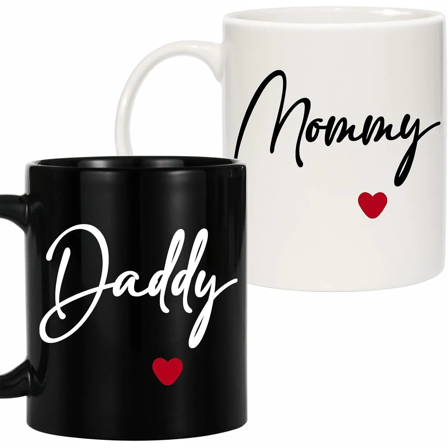 Mommy & Daddy Mugs Set - 11oz Washable Ceramic Drink Cups for Tea & Coffee, Heartfelt Festive Gift for New Parents (Father’s Day, Mother’s Day)