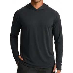 Men's UPF 50+ Sun Shirt Long Sleeve Fishing Shirt UV Protection Hoodie Summer Running Hiking Hooded Rash Guard
