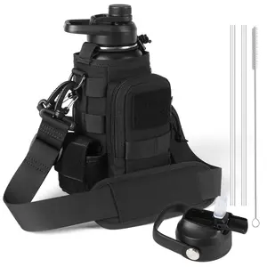 VOTAGOO 32Oz Water Bottle - Half Gallon Stainless Steel Insulated Water Bottle, Metal Water Bottle with Rugged, Removable Sleeve  Carrier Bag for Hiking Camping Hunting