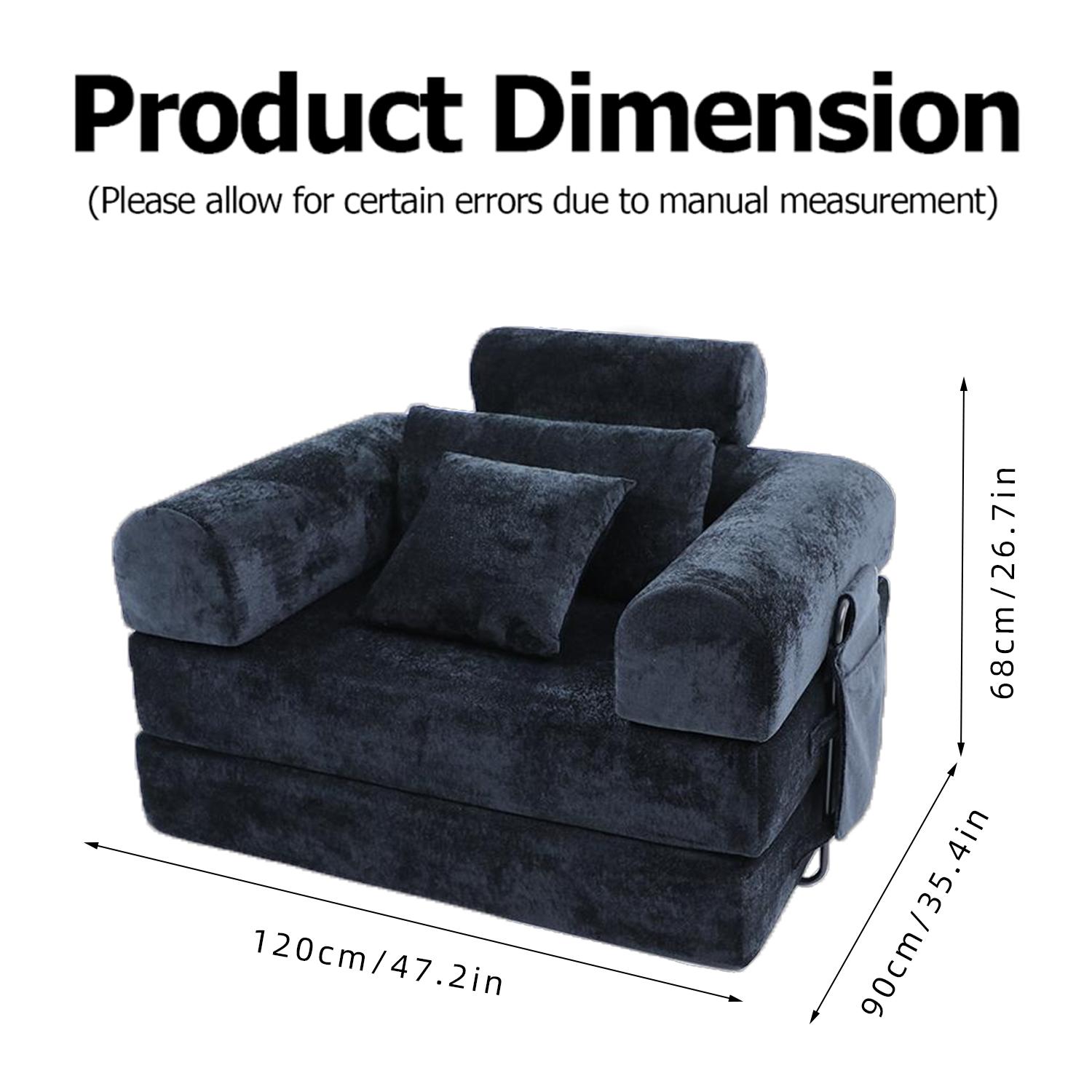 Deep seated single person modular living room bedroom convertible folding sofa bed, comfortable and soft corduroy fabric boneless and installation free with fixed frame design
