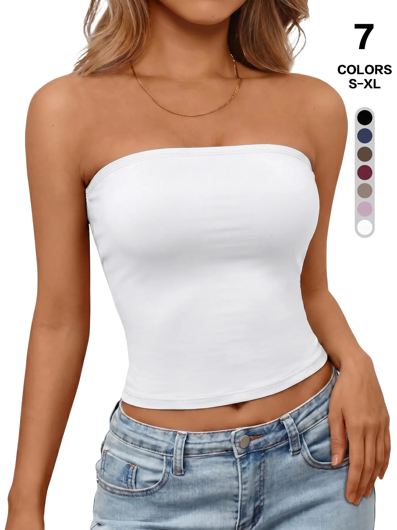 Women’s Classic Strapless Tube Top | Sexy Slim Fit Solid Bandeau Crop Top | Everyday Essential Sleeveless Layering Top S–XL summerwins