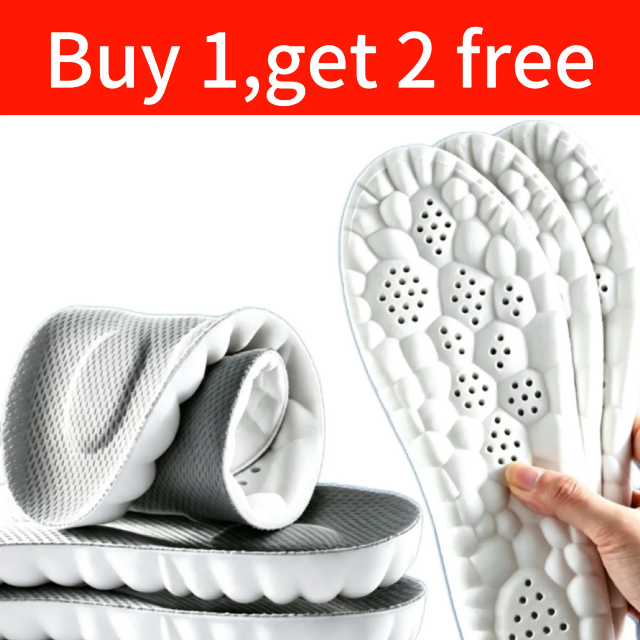 Unisex 4D Cloud Cushion Footwear Insoles, Trim-to-Fit Memory Foam Shoe Inserts with Acupoint Massage for Tired Feet Relief, Ideal for Work-Sports Use