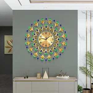 Wall Clocks for Living Room Decor Large Wall Clock Battery Operated 24" Silent Non-Ticking for Kitchen,Home,Office,Bedroom,Office Indoor Crystal Round Wall Decoration