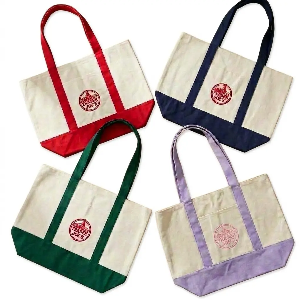 Women's Extra Large Casual Printed Canvas Tote Bag (1×36×51 Units), Sturdy Reusable Shopping Bag with Embroidery Small Logo, Multicolor Shoulder Straps & Reinforced Base, Ideal for Work & Travel