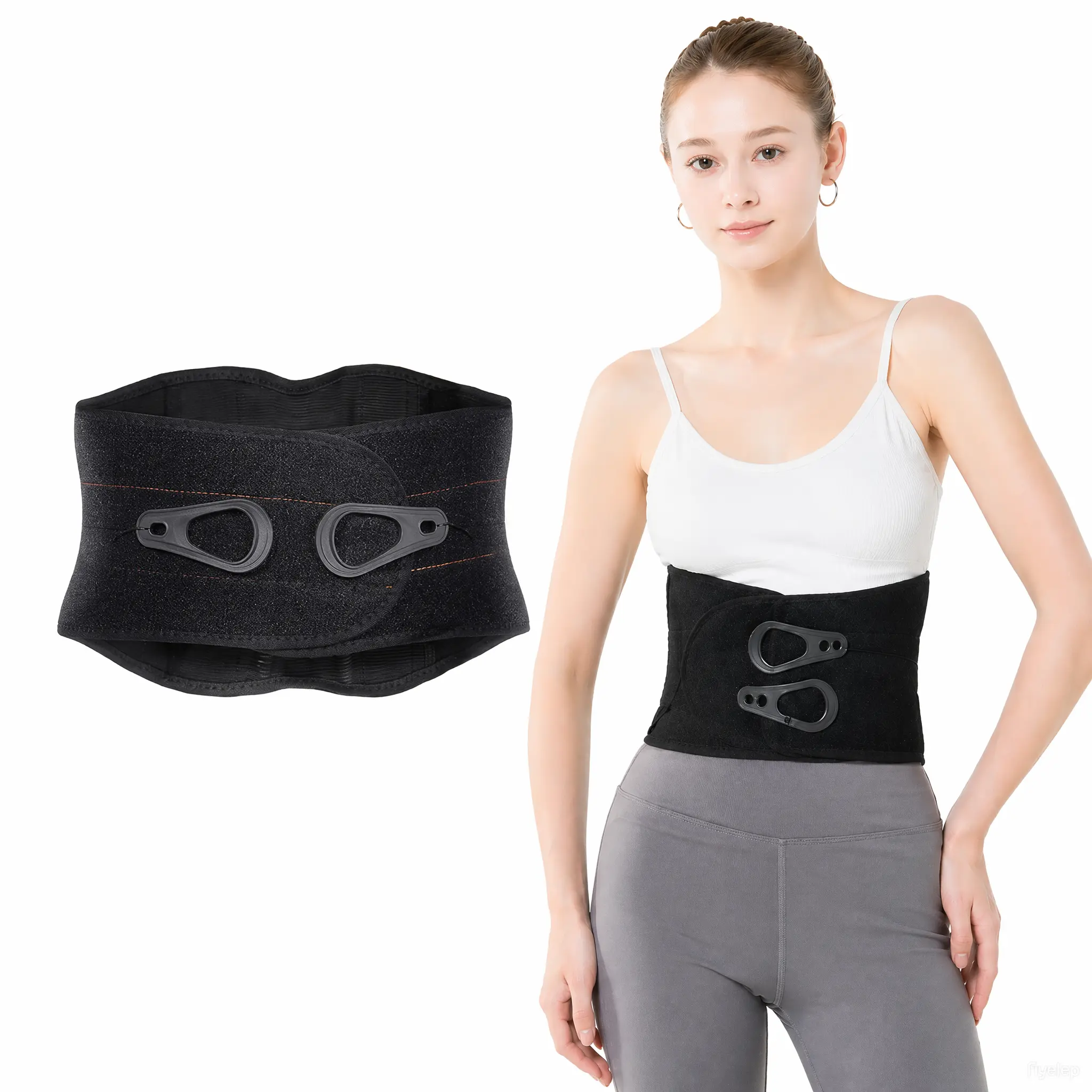 Aulexmed Breathable Polyester Lumbar Support Belt for Men & Women, with Adjustable Pulley Compression System for Posture Awareness Improvement and Stable Waist Support, Long Sitting Hours, Light Activity Support