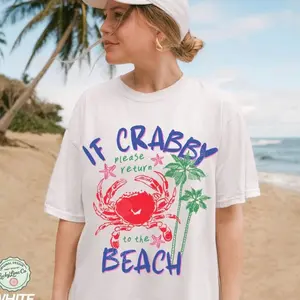 If Crabby Please Return to the Beach Shirt, Spring Break Tshirt, Crab Shirt, Summer Graphic Tee, Beach Vibes Nautical Tee, Funny Tshirt - Lauriel Designs