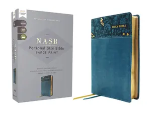 NASB, Personal Size Bible, Large Print, Leathersoft, Teal, Red Letter, 1995 Text, Comfort Print by Zondervan [Leatherbound Book]