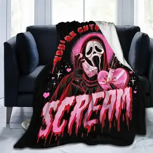 Horror Movie Blanket Ghost-Face Blanket Lightweight & Warm Soft Comfortable Flannel Blanket Microfiber Fleece Blanket Anti-Pilling Plush Blanket for Couch Bed Sofa Humorous Novelty Present Bedding Lounge Throw