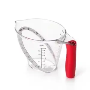 2 Cup Angled Measuring Cup: Clear Plastic, Dishwasher-Safe,7" Width, 4.1" Height