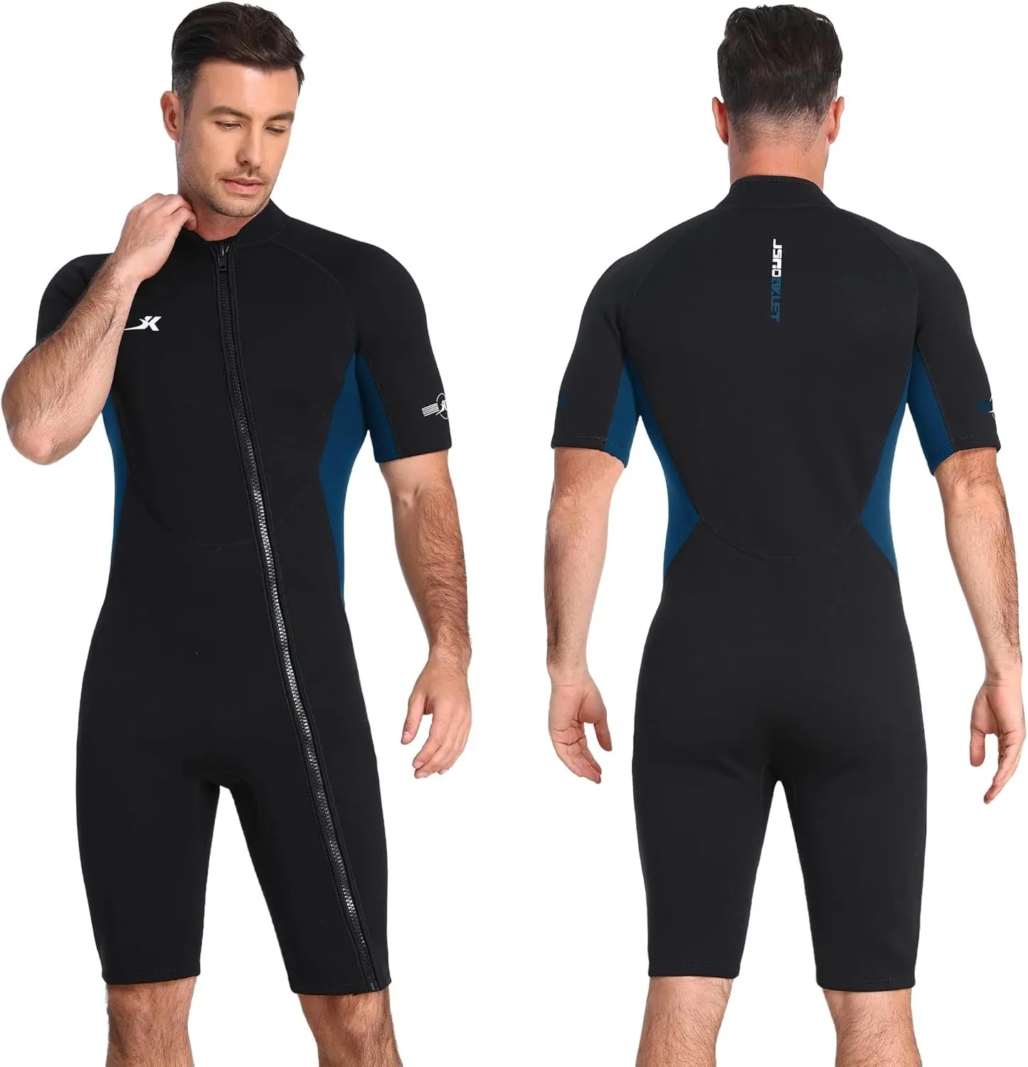 2mm Shorty Wetsuit for Mens, Diving Suits Front Zip | Neoprene Wet Suits Keep Warm in Cold Water, Diving Snorkeling Surfing Swimming