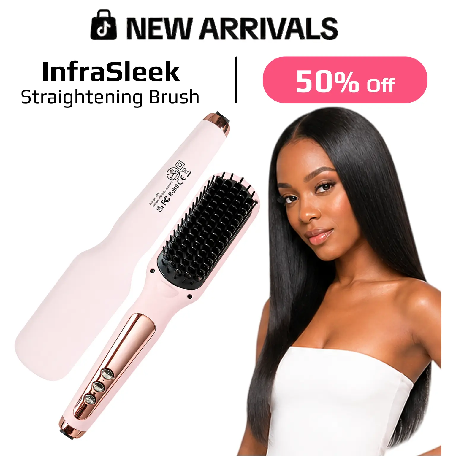 Thermal Brush Straightener - Salon Equipment Hair Styler, 10M Negative Ions, 180+ Denser 3D Bristles, Smart Heat for Less Damage, Precision Sensors, Anti-Frizz, One Pass Ultra Straight, 10-Minute Salon-Straight Results, All-Hair Friendly Daily Styler