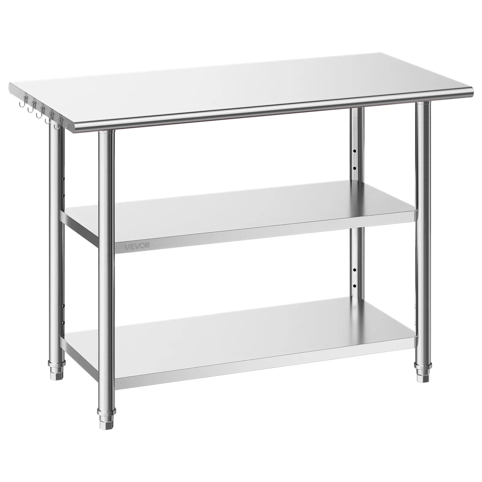 VEVOR Stainless Steel Work Table, 24x48 Inch Food Prep Table with 2 Shelves, Commercial Kitchen Workstation, Metal Heavy Duty Utility Worktable, for Restaurant Home Hotel Garage Outdoor#BacktoSchool