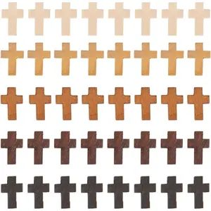 1 Box 60Pcs 5 Colors Wood Cross Pendants Easter Holidays Natural Wooden Small Cross Charms Pendants for Party Favors Easter Holiday Necklace Jewelry Making DIY Craft Handmade Accessories