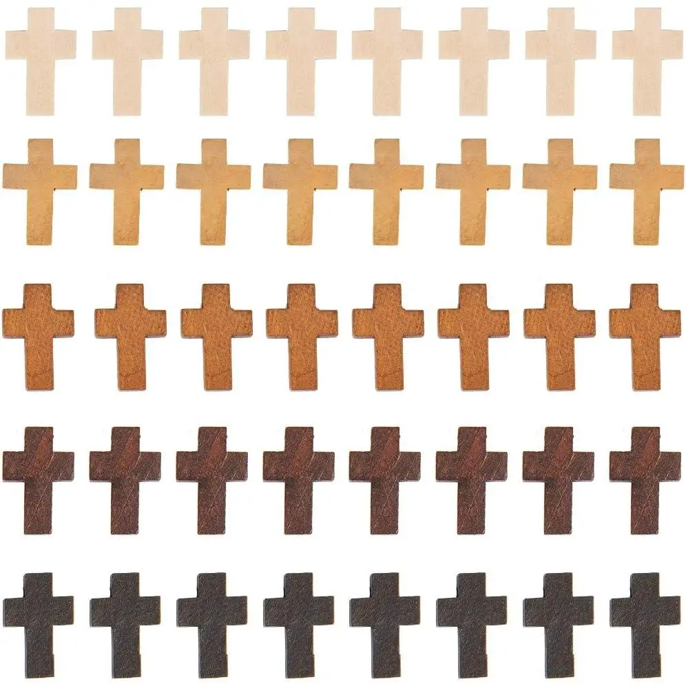 1 Box 60Pcs 5 Colors Wood Cross Pendants Easter Holidays Natural Wooden Small Cross Charms Pendants for Party Favors Easter Holiday Necklace Jewelry Making DIY Craft Handmade Accessories