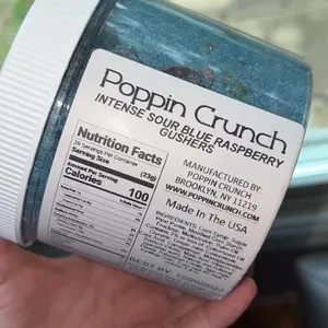 Poppin Crunch Intense Blue Raspberry Gushers - Multiple Size Options - Choice of Sweet or Sour